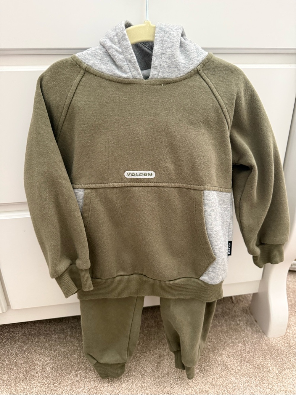 Volcom Kids Olive & Heather Gray Hooded Sweatshirt and Joggers